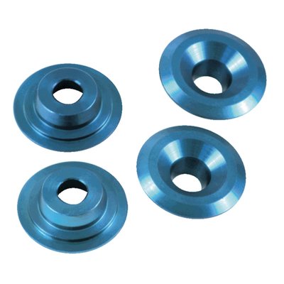 T-6 lightweight aluminum, blue anodized. Used in high lift, up to .600" valve lift, applications. Allows cam grinds C, D, M, 9, 10, Z, 3 to be installed without machine work. 

Note: See 503550 for required matching Andrews .600" high lift valve springs.