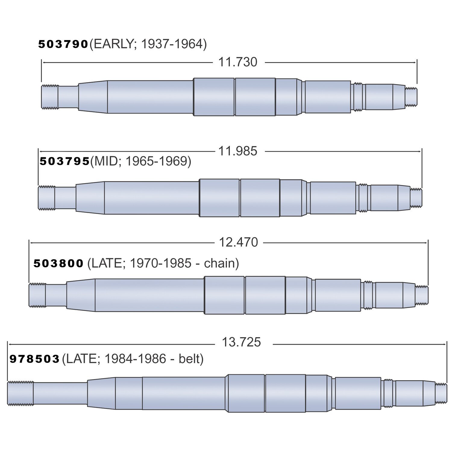 Andrews, 4-speed transmission mainshaft