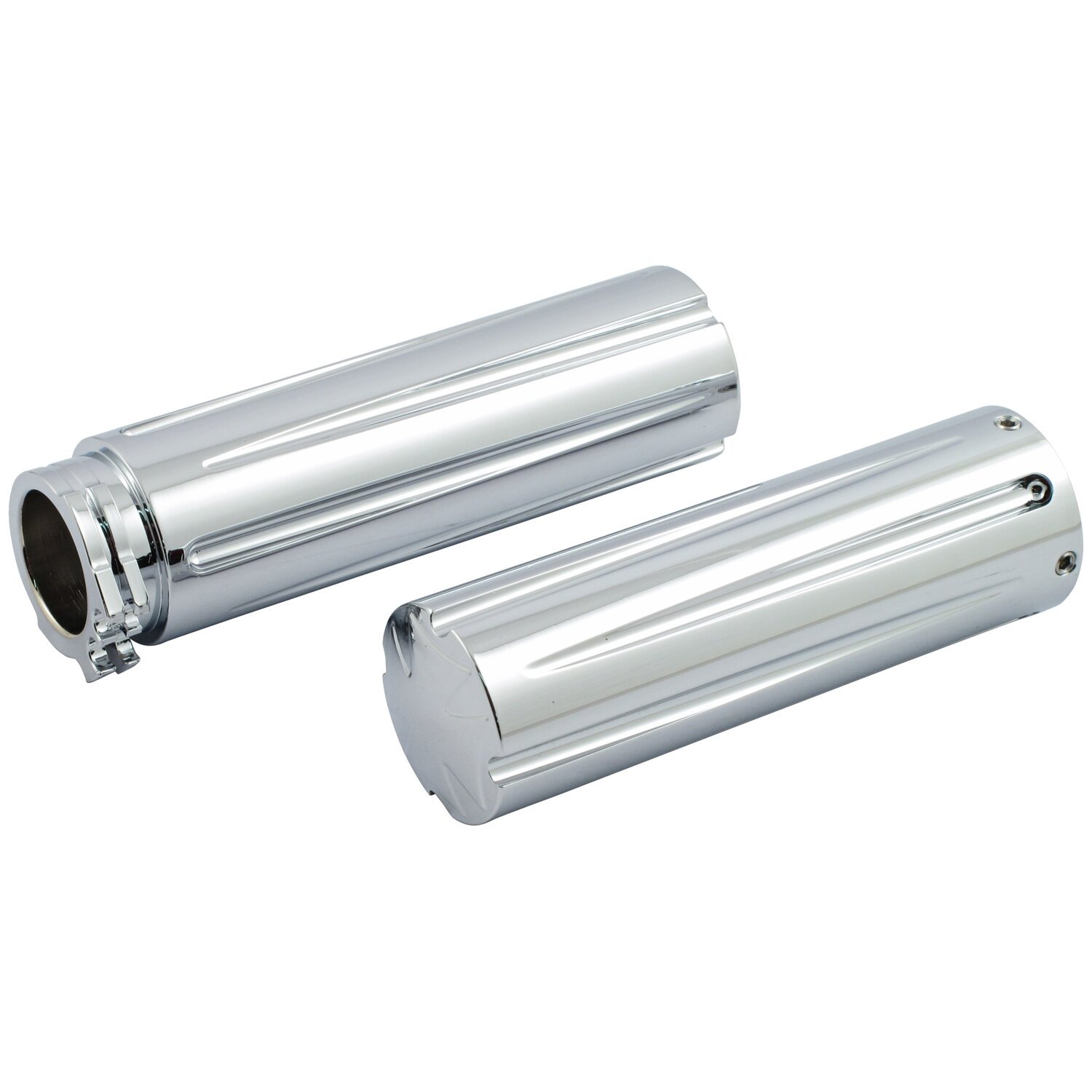 Handlebar grip set, Maltese Cross, Unpainted, Polished
