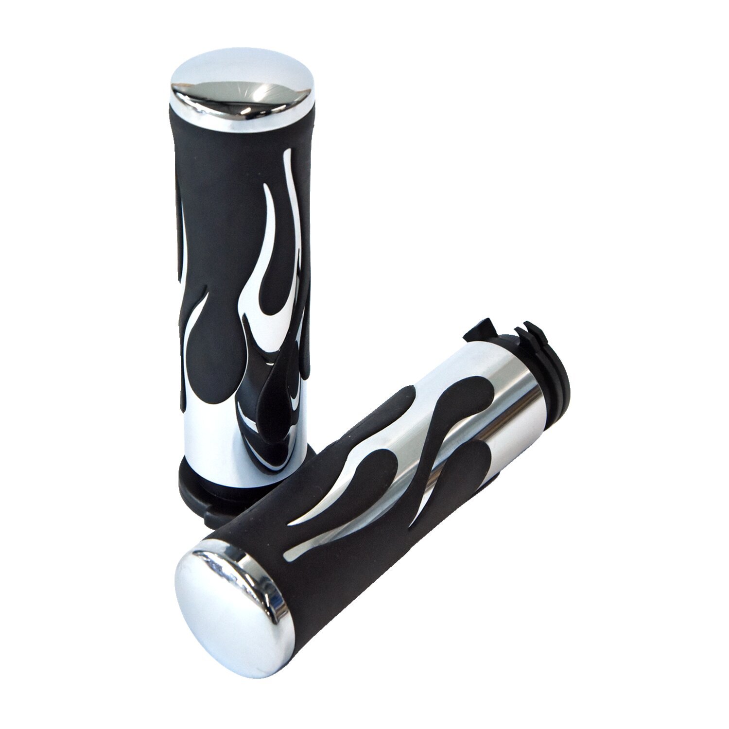 Handlebar grip set, Shell Shock, Black, Chrome