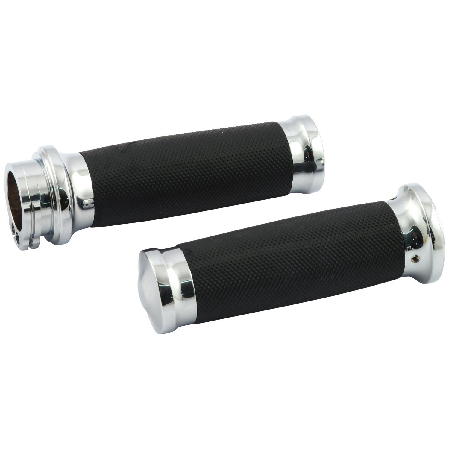 Handlebar grip set, Caliber, Silver, Chrome