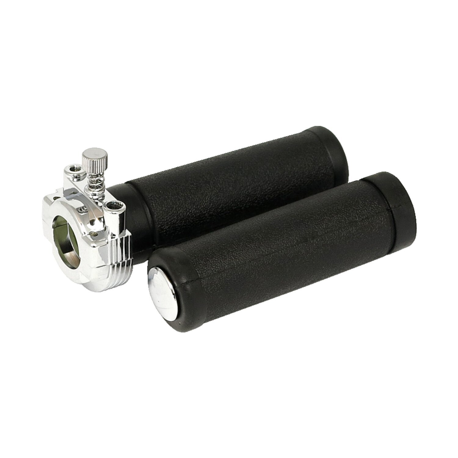 OEM style throttle assembly with grips, dual cable, Black, Chrome