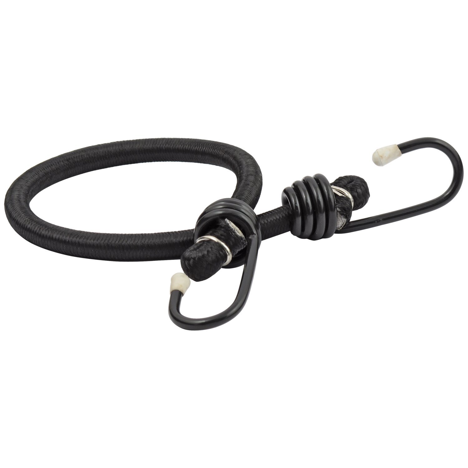 Bungee cord, 18" (45cm) x 9mm thick. 2 hooks, Black