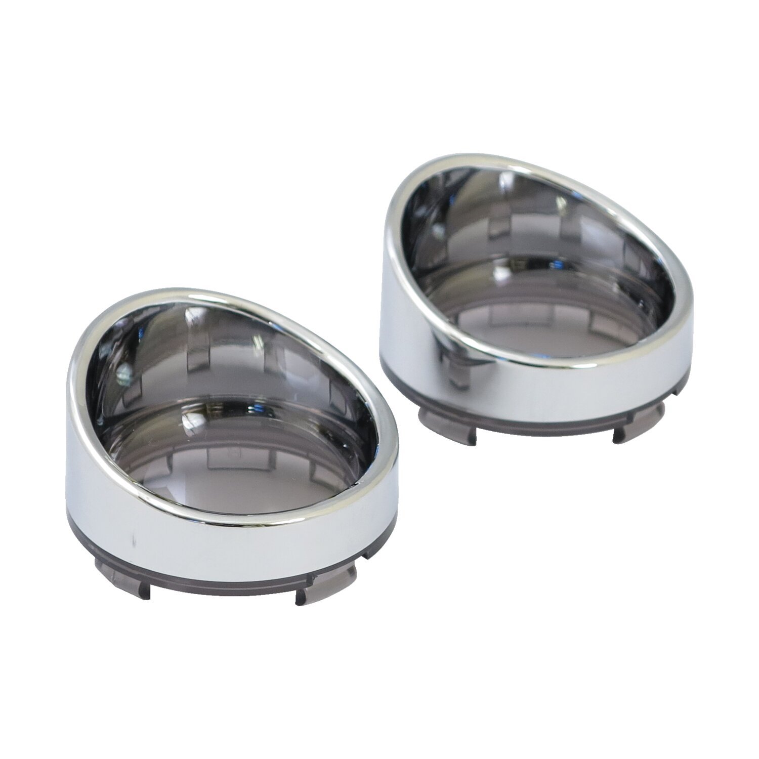 Turn signal lens set with visor. Light smoke lens, Gray, Chrome