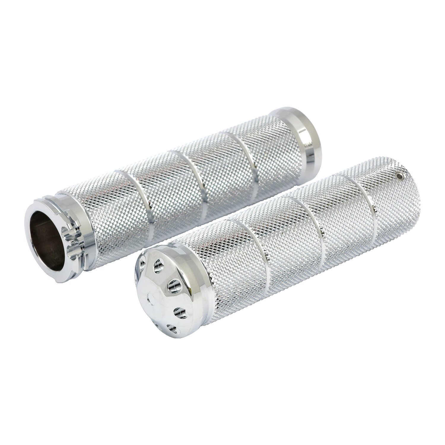 Throttle grip set bomber, Silver, Chrome