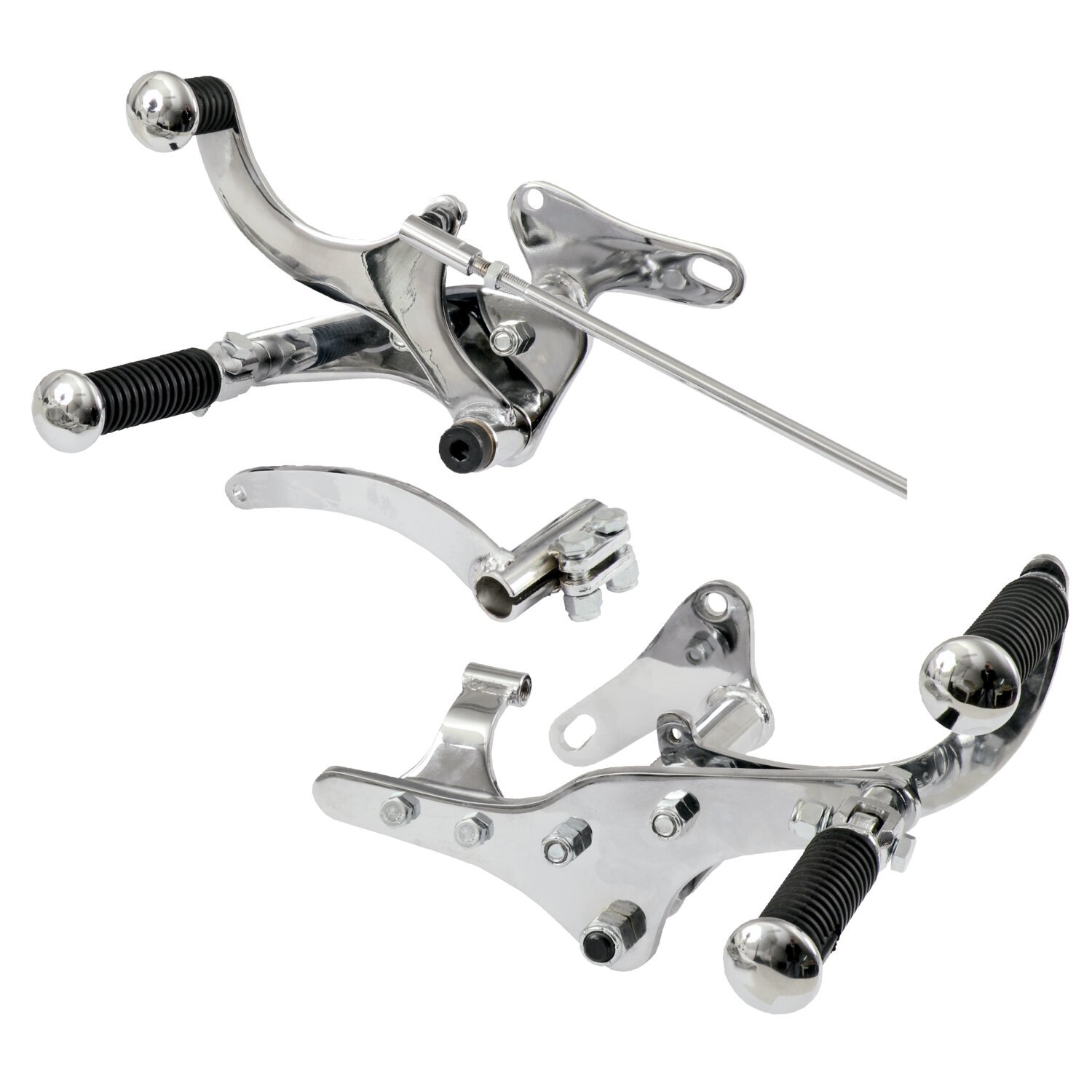 75-78 XL Sportster forward control kit, Silver, Chrome