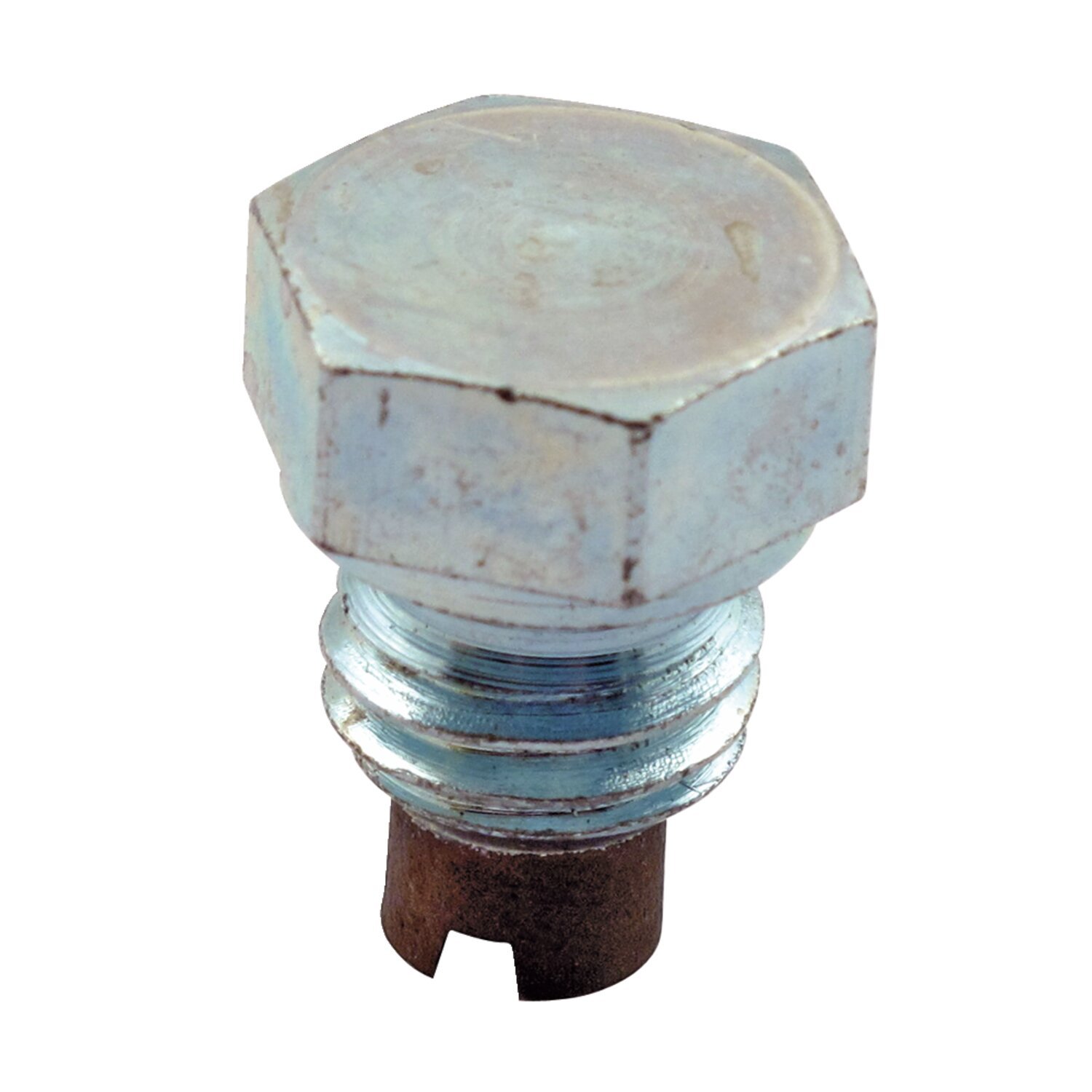 Oil drain plug, 1/2-13. hex head. magnetic, Satin
