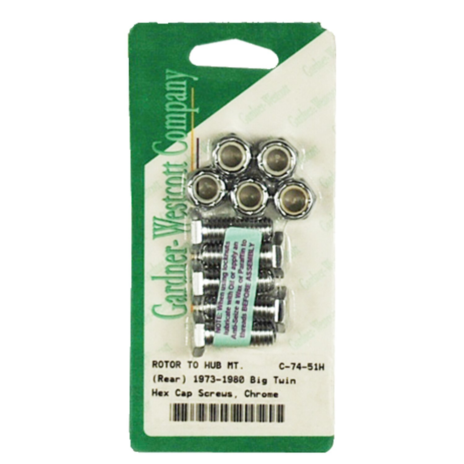 Front/rear brake rotor bolt kit, hex