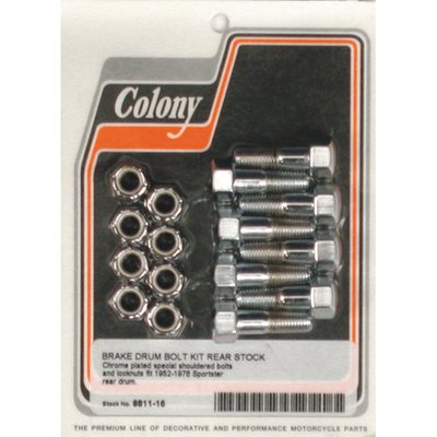 Chrome plated. Hex head. OEM style reproduction bolt & nut set. 
OEM replacement reference 3970B and 7725