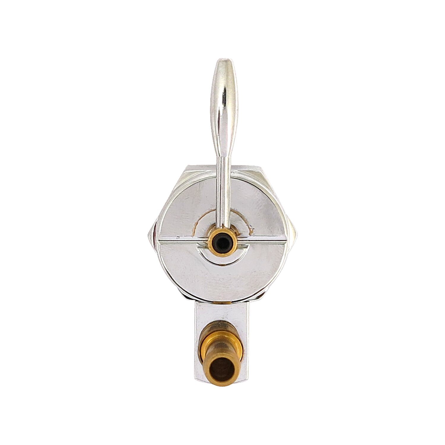 Monster-Show petcock, hex body. Down outlet, White, Chrome