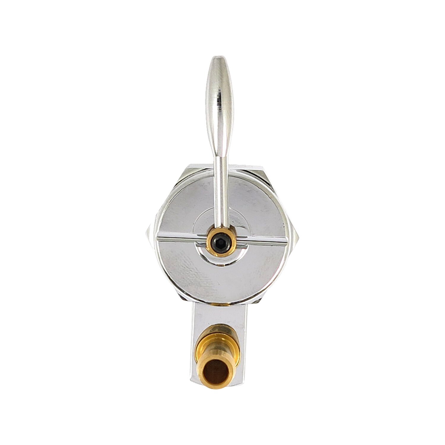Monster-Show petcock, hex body. Down outlet, Chrome