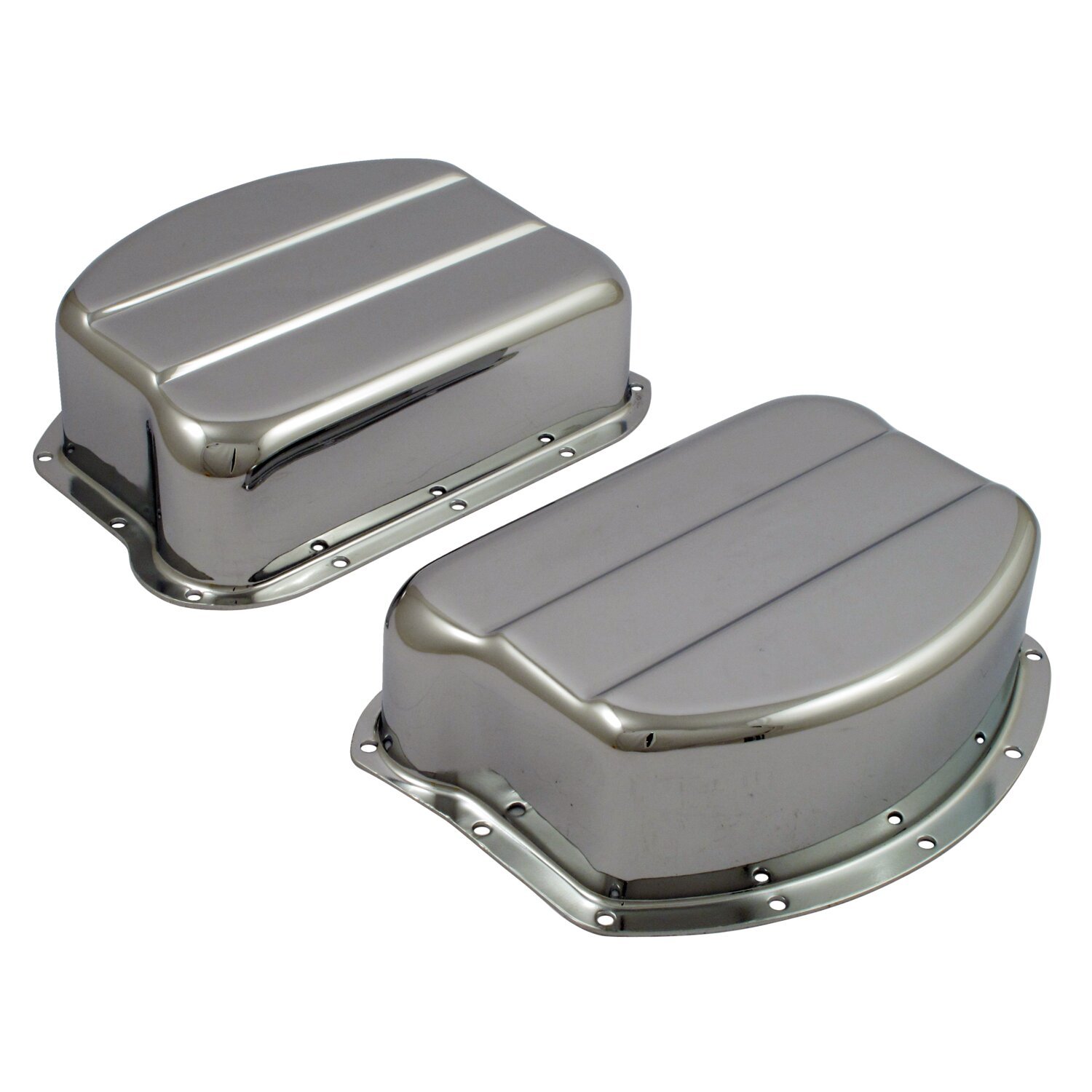 Panhead rocker cover set, Silver, Chrome