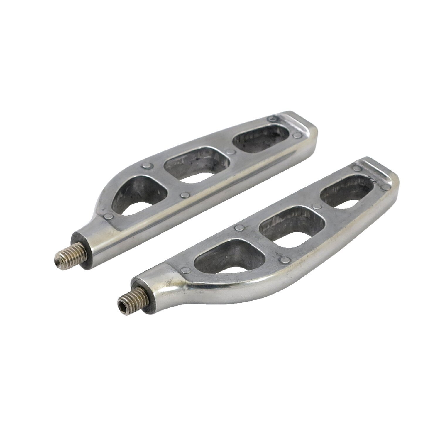 3 hole billet aluminum foot pegs, Silver, Polished