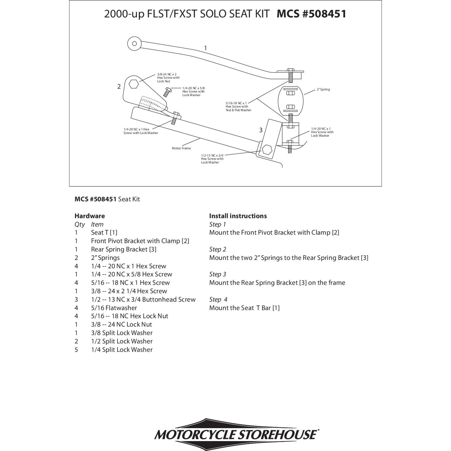 Softail solo seat mount kit