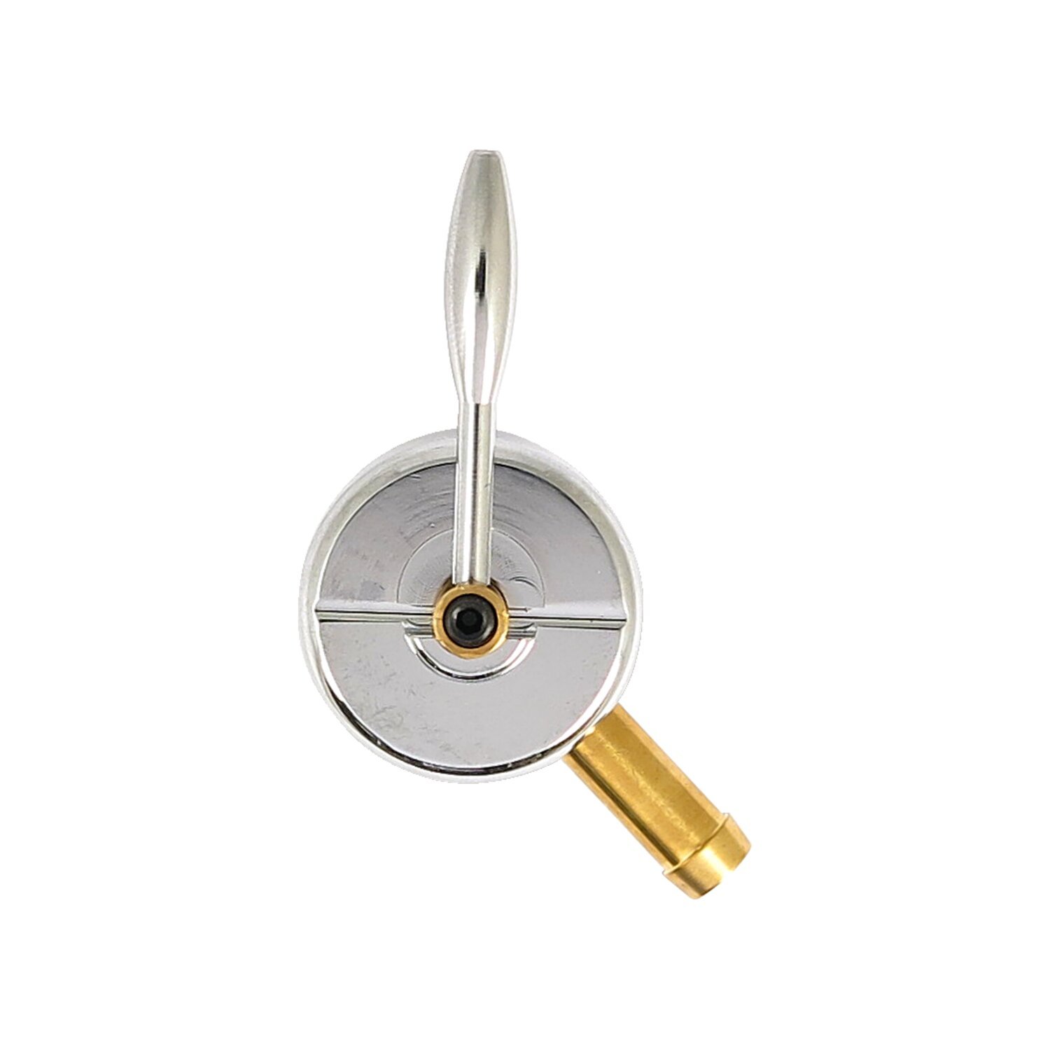 Monster-Show petcock, round body. Right outlet, Chrome