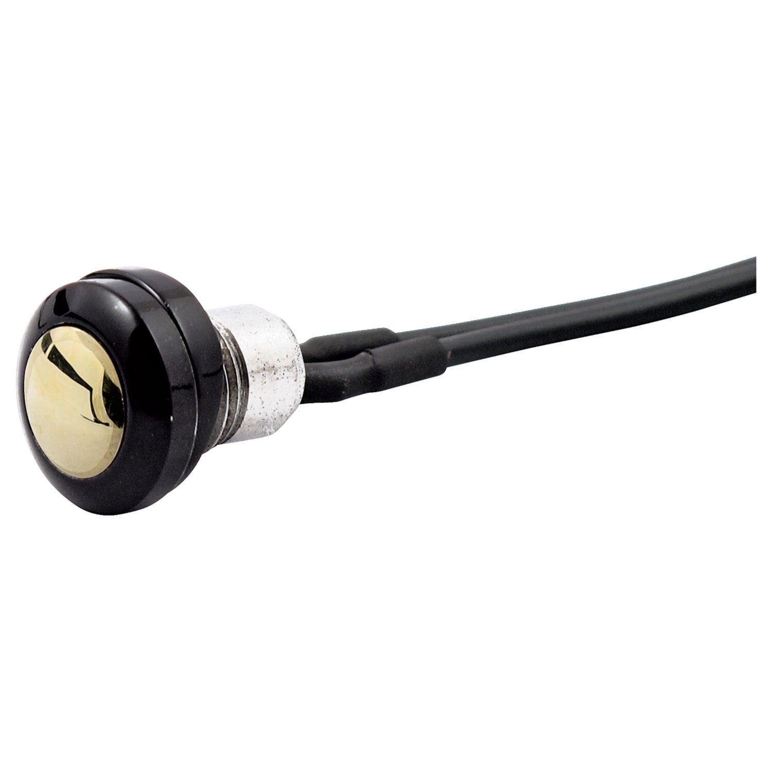 Smooth push button switch. two-tone black/brass, Gloss