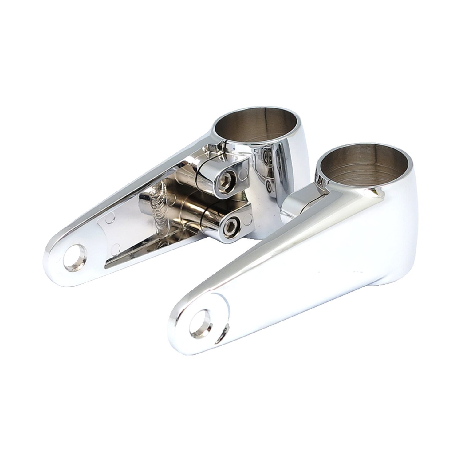 Clampah, side-mount headlamp bracket assembly, Chrome