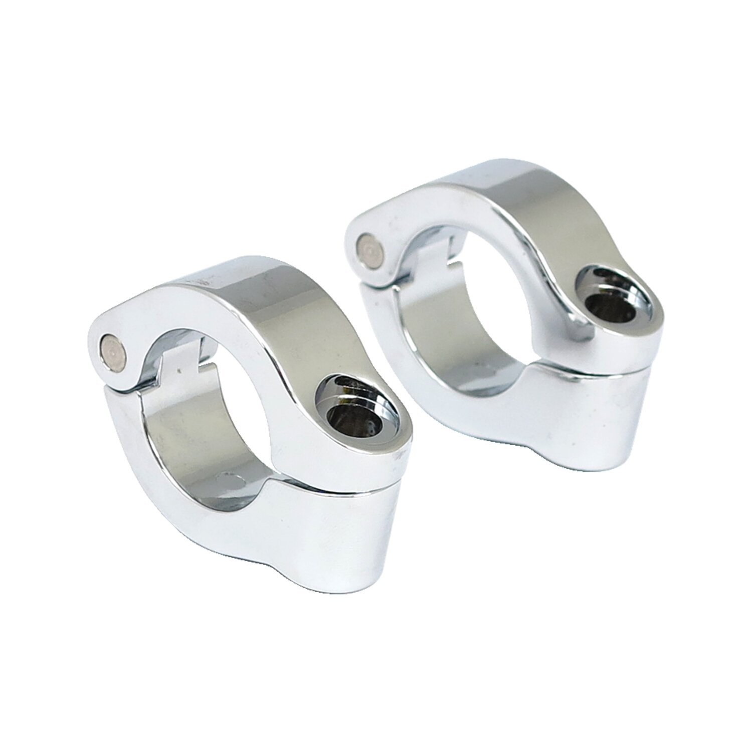 Engine guard clamp set, for spotlamps. short, Chrome