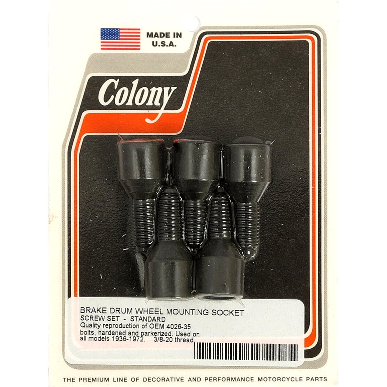 Colony mounting bolt, brake drum, Black