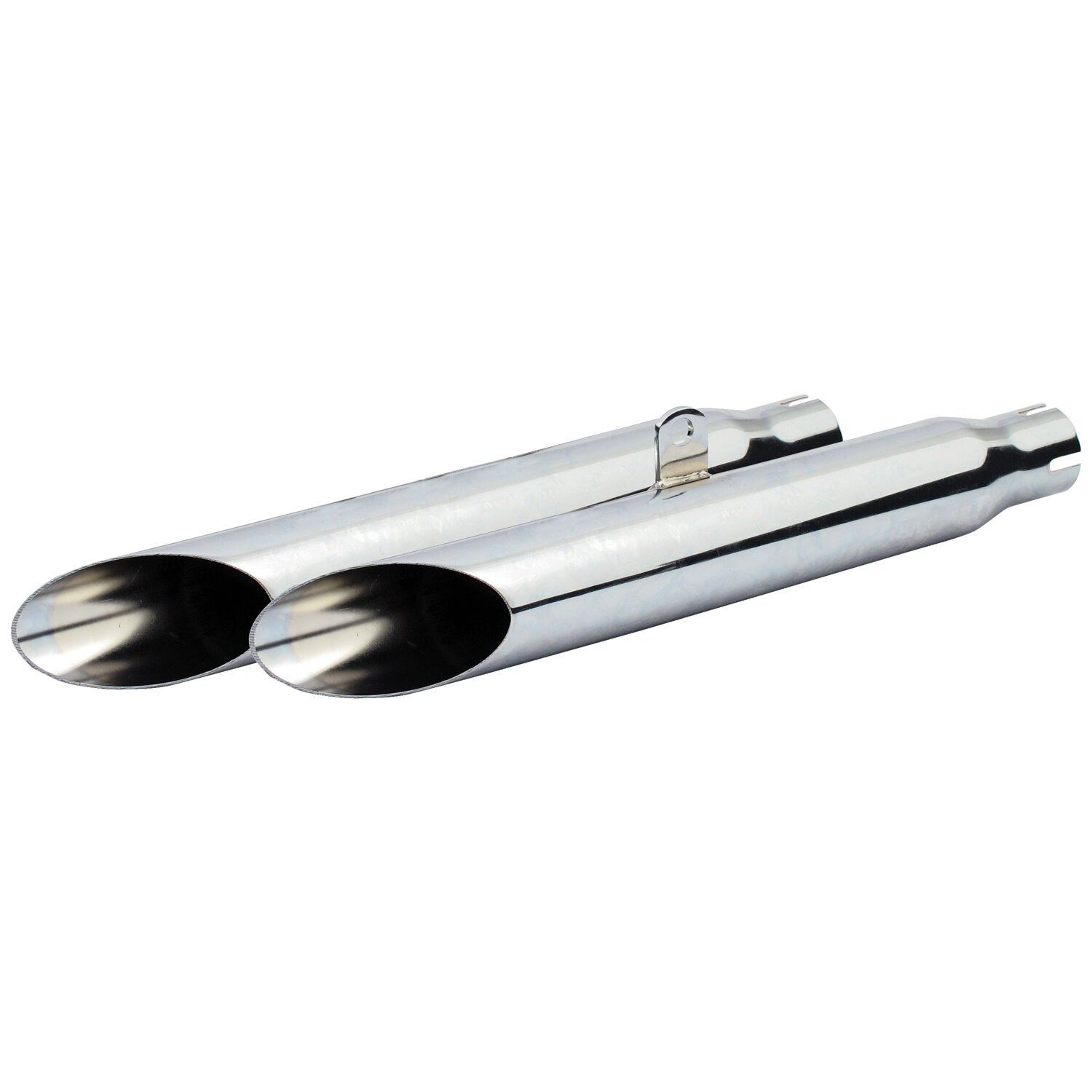 Slash Cut slip-on muffler set 18-1/2" long, Chrome