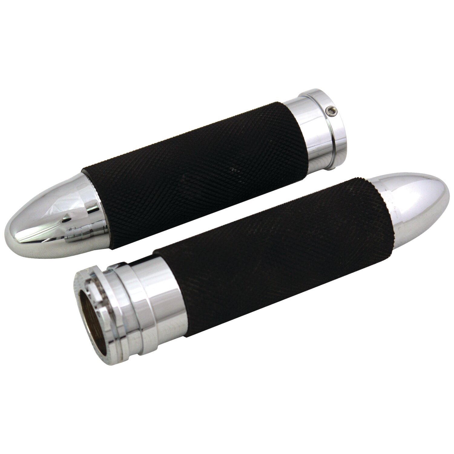 Handlebar grip set, Bullet, Silver, Chrome