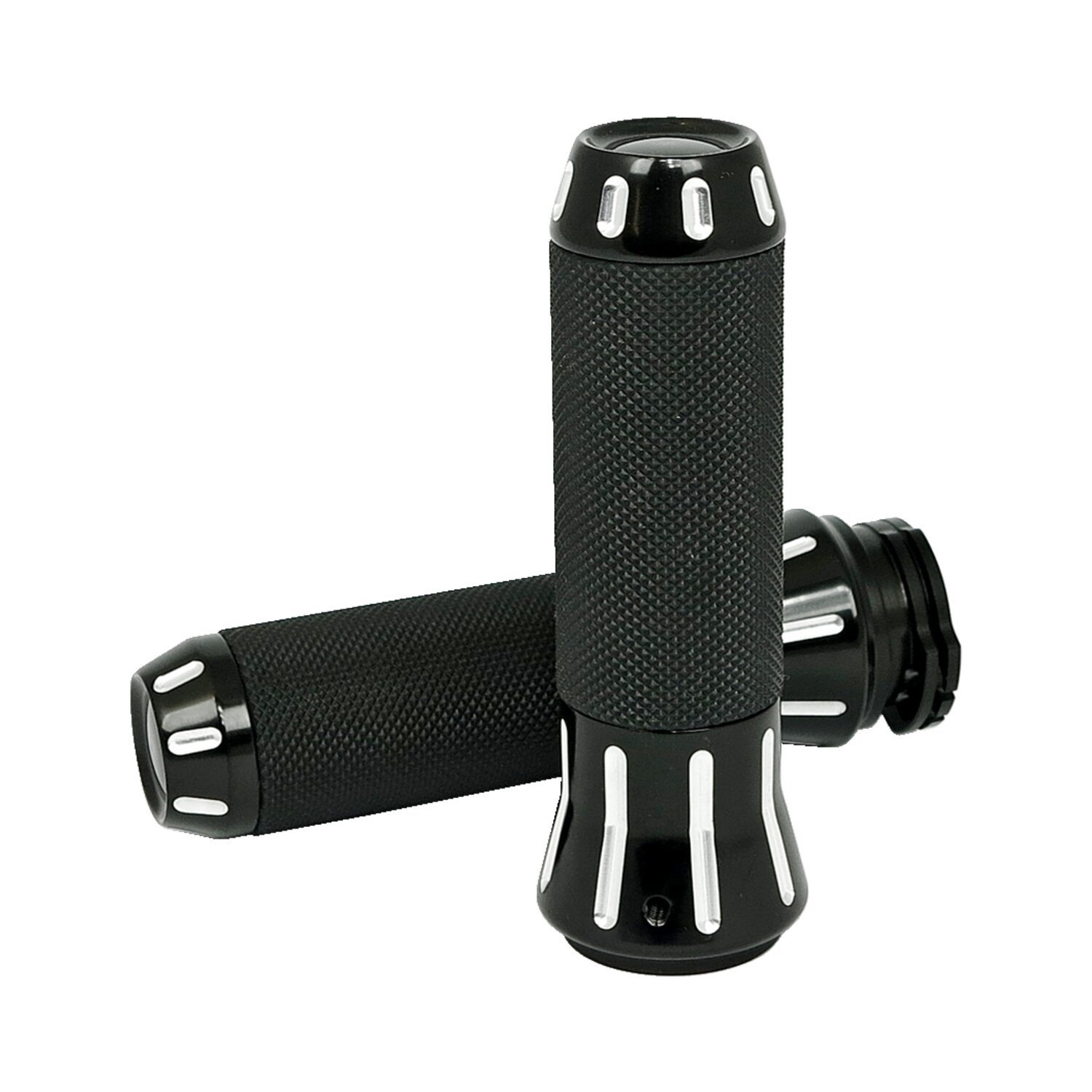 Cobra, billet aluminum grips. CC, black, Contrast Cut