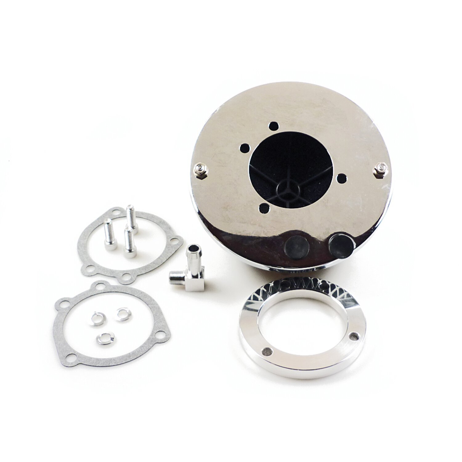 Breather style air cleaner assembly, round, Chrome