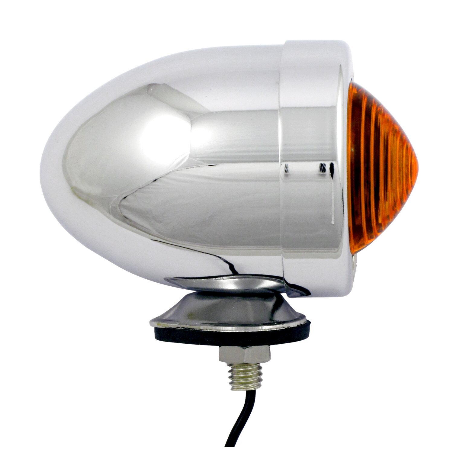 Bullet marker light. Chrome. Amber lens. SF. stud mount, Yellow