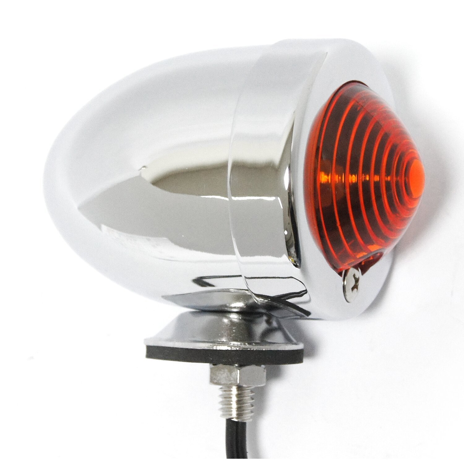 Bullet marker light. Chrome. Amber lens. DF. stud mount, Yellow