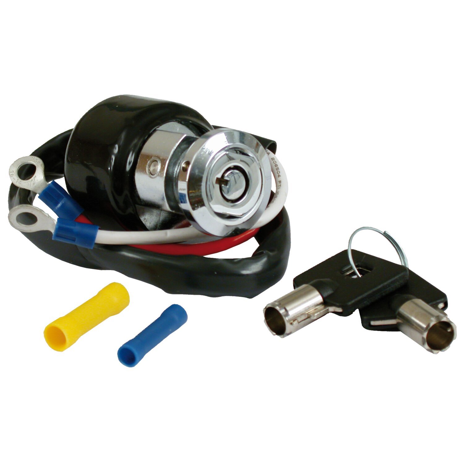 Dyna style ignition switch, round key, 2-wire, Chrome