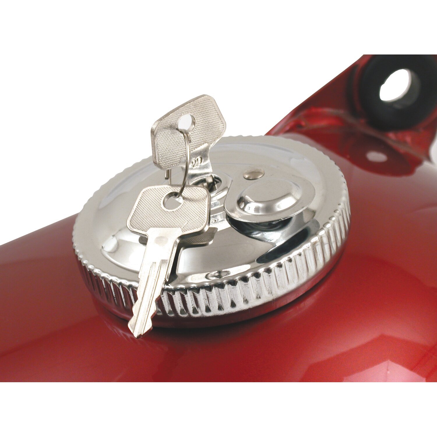 Gas cap with lock. vented, Chrome