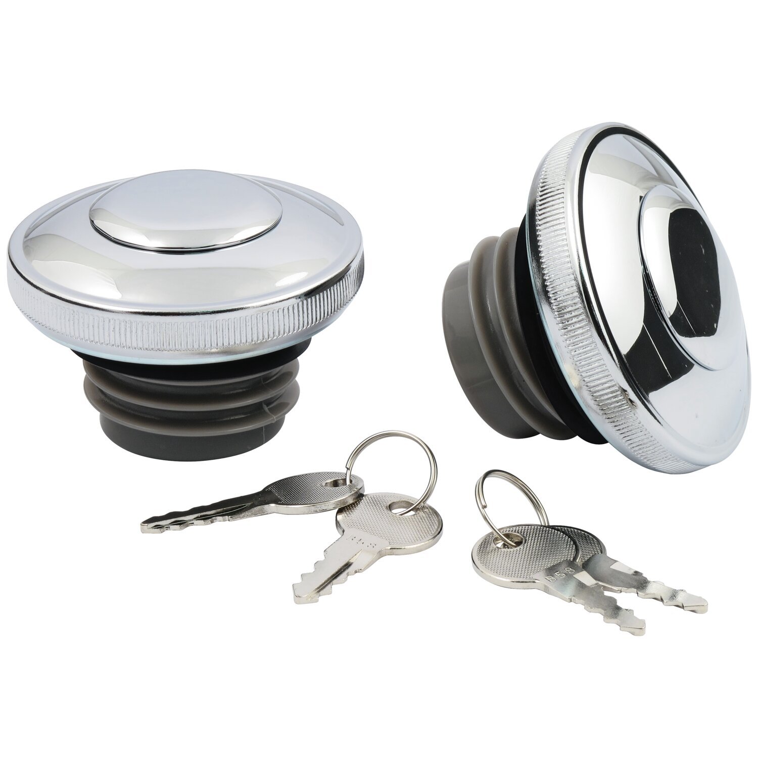 Gas cap set with lock, Chrome