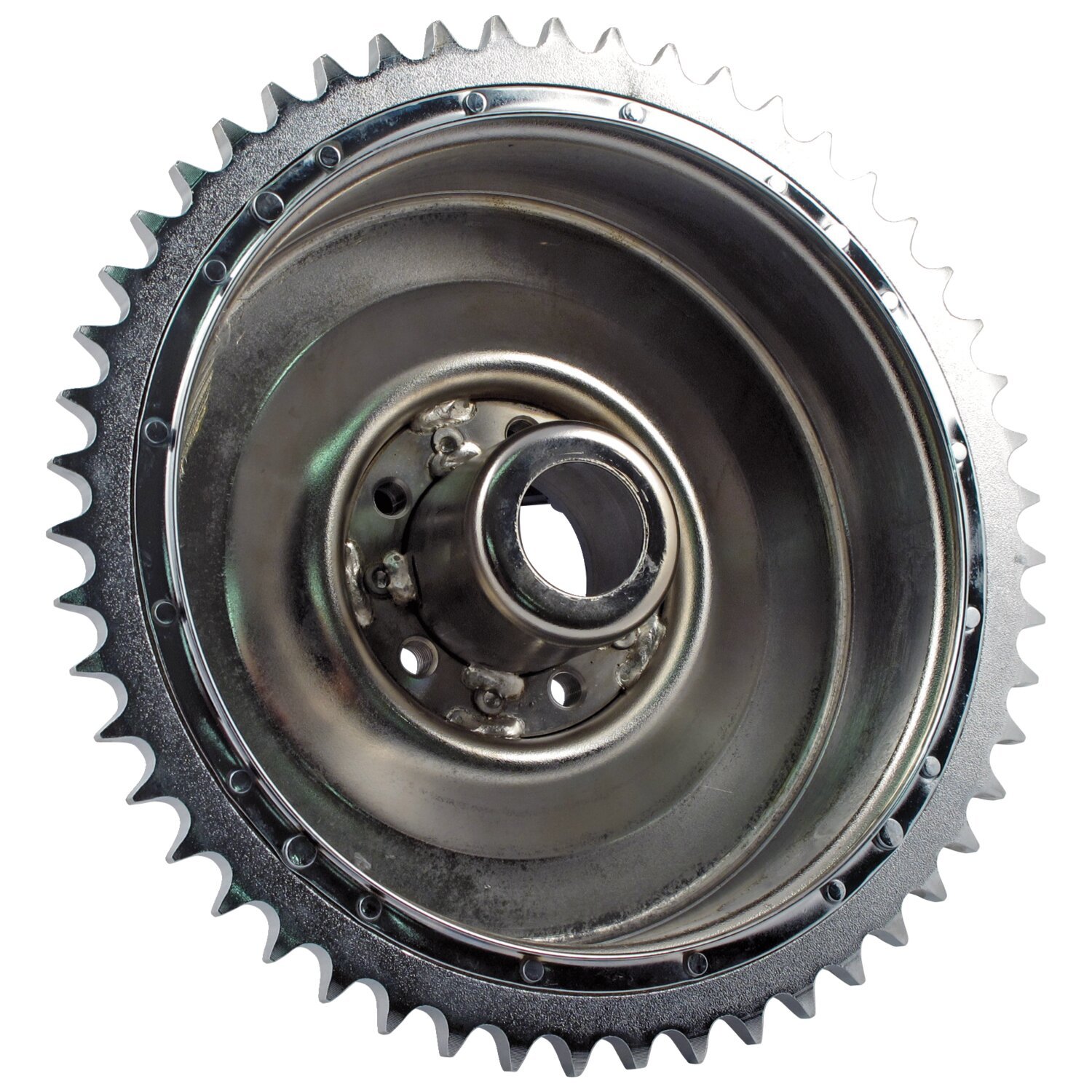 37-57 B.T. Rear brake drum & sprocket, Chrome
