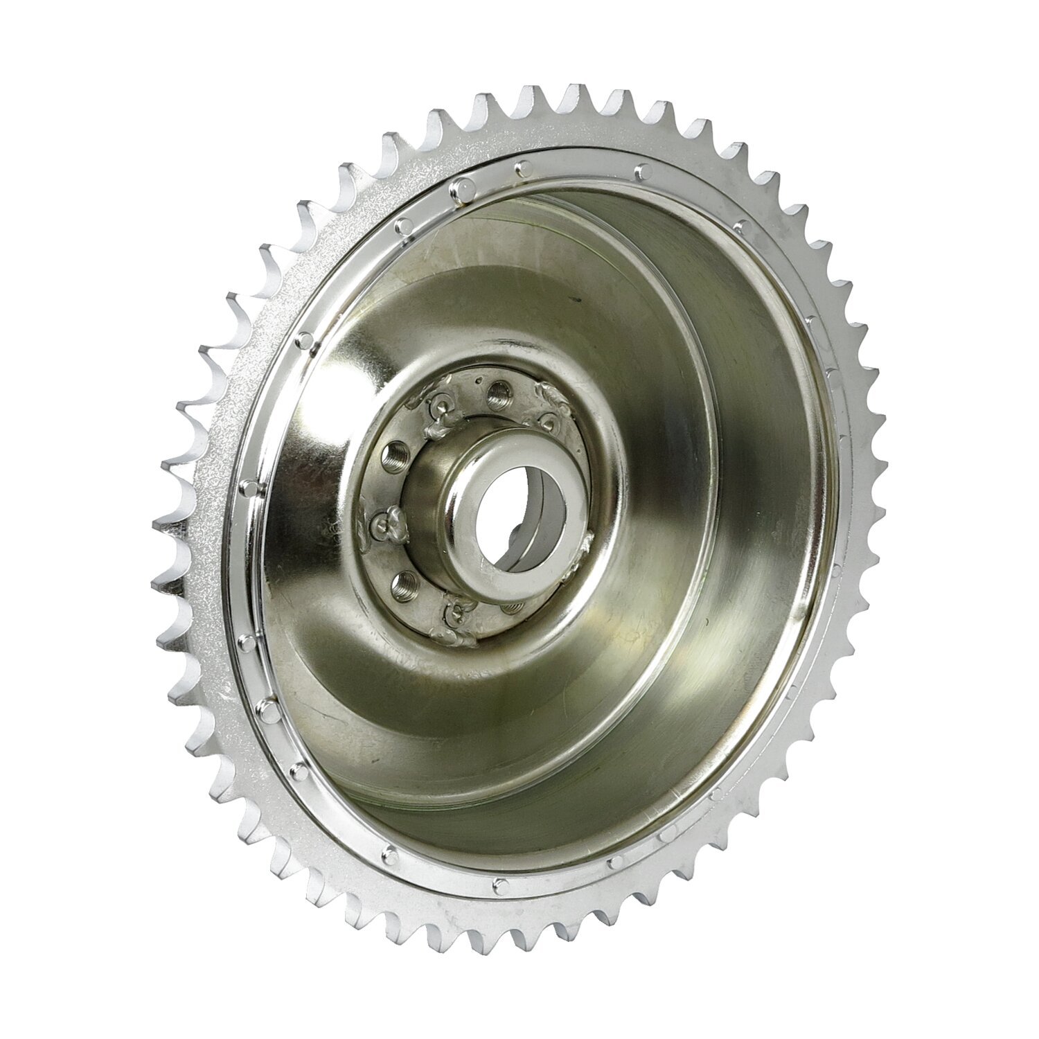 58-62 B.T. Rear brake drum & sprocket, Chrome