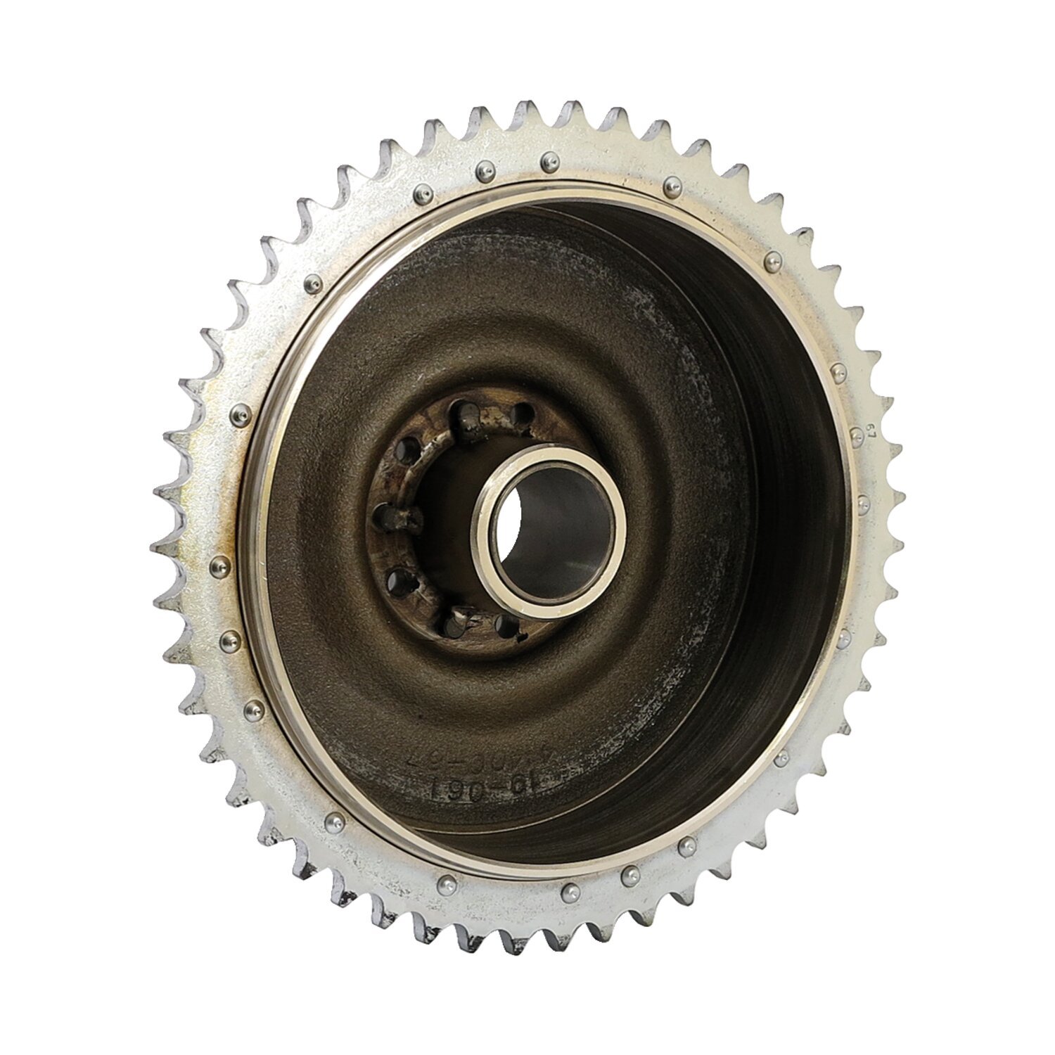 67-72 B.T. Rear brake drum & sprocket, Chrome