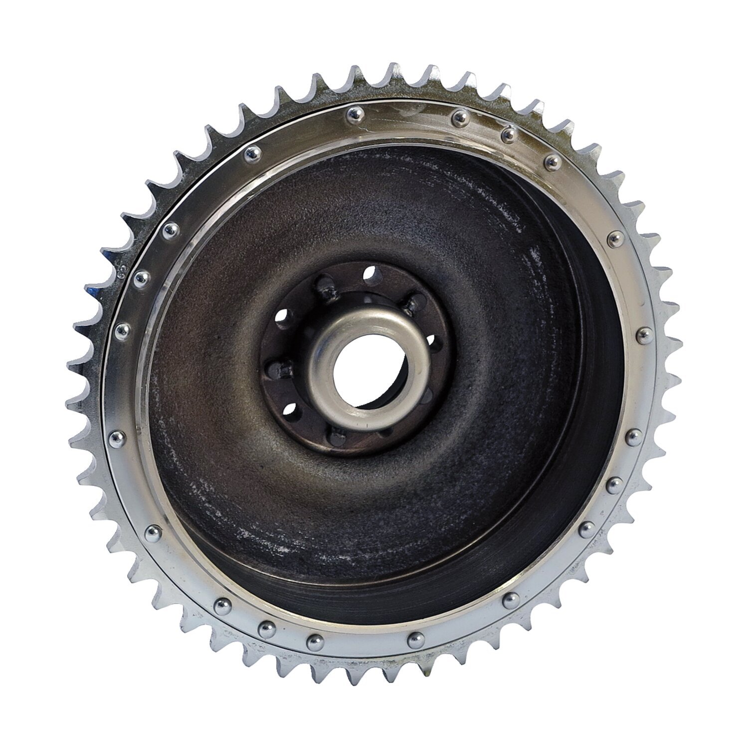 63-66 B.T. Rear brake drum & sprocket, Chrome