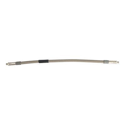 Item with approval. Brake line from TRW. High quality manufacturing with a PTFE inner core and a braided stainless steel protective cover in clear. This provides a highly flexible brake line with an outer diameter of just 7 mm with an excellent pump-up resistance. The perfect solution in virtually any stock or custom application where demands are extremely high. 

Note 1: Comes with pre-installed threaded brake line ends that may be rotated up to 180 degrees to compensate for the required installation angle, upon installation. If a 180 degree rotation is insufficient the line must be reinstalled or replaced. 
Note 2: Brake lines must be installed as described in the included installation manual. 
Note 3: Banjo fittings and brake line connectors are separately available to cover most stock and custom applications. 

Note: Check your local MCS dealer or the MCS sales department for exact type of approval and validity on bike model and years on the test report.