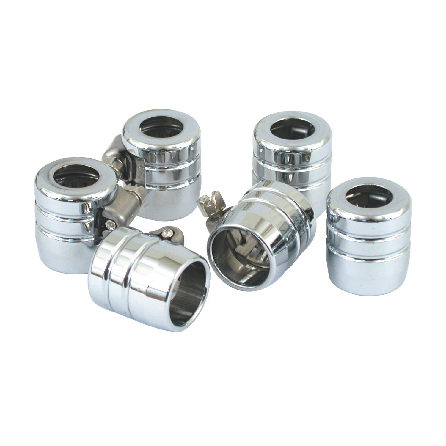 Smooth hose clamps, 3/8". Chrome Grooved