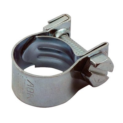 12mm for 1/4" hose. Zinc plated. No nonsense ABA clamps, from Sweden. Easy to install, loosen and gives superb clamping. No hose damage as associated with regular worm gear clamps due to the 360° smooth inside surface.