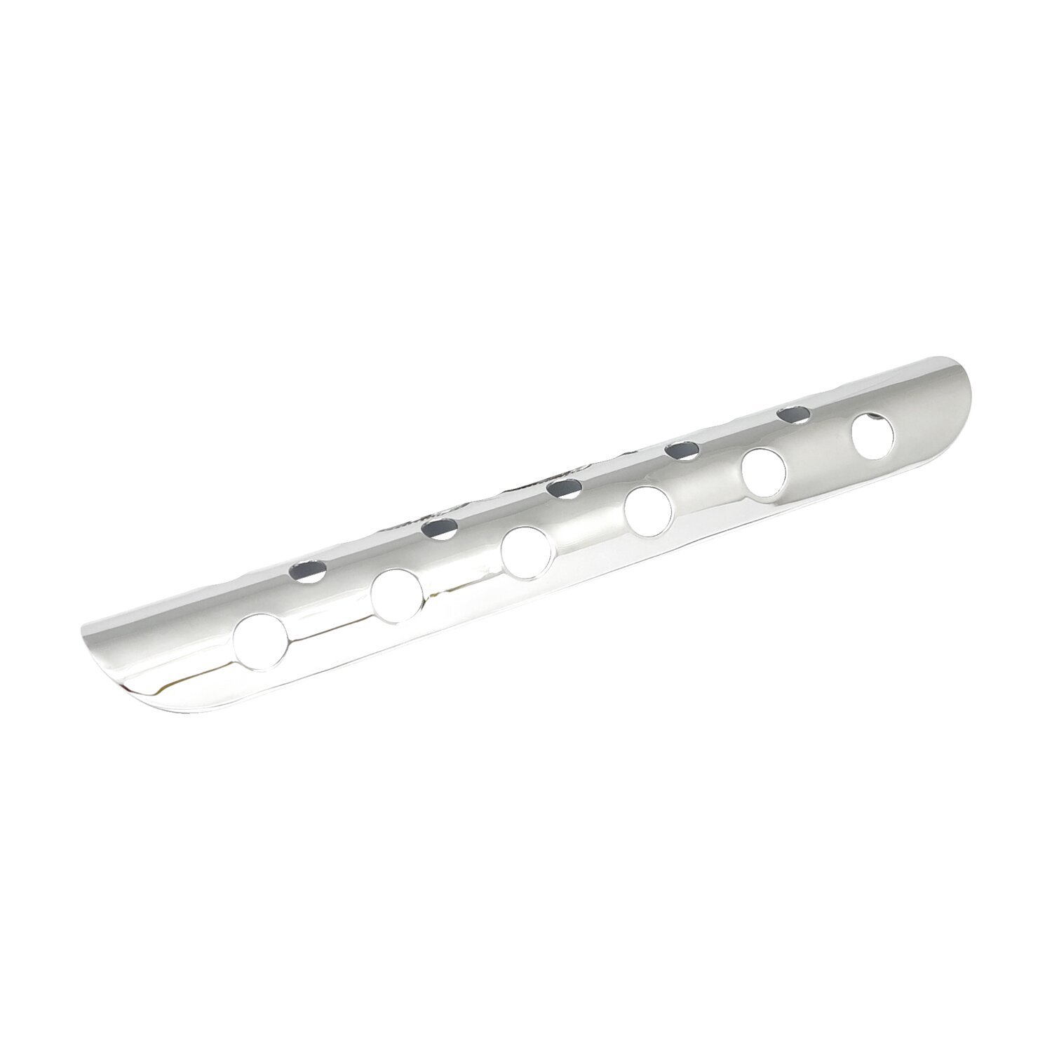 Universal bullet hole heat shield 14" long, Chrome