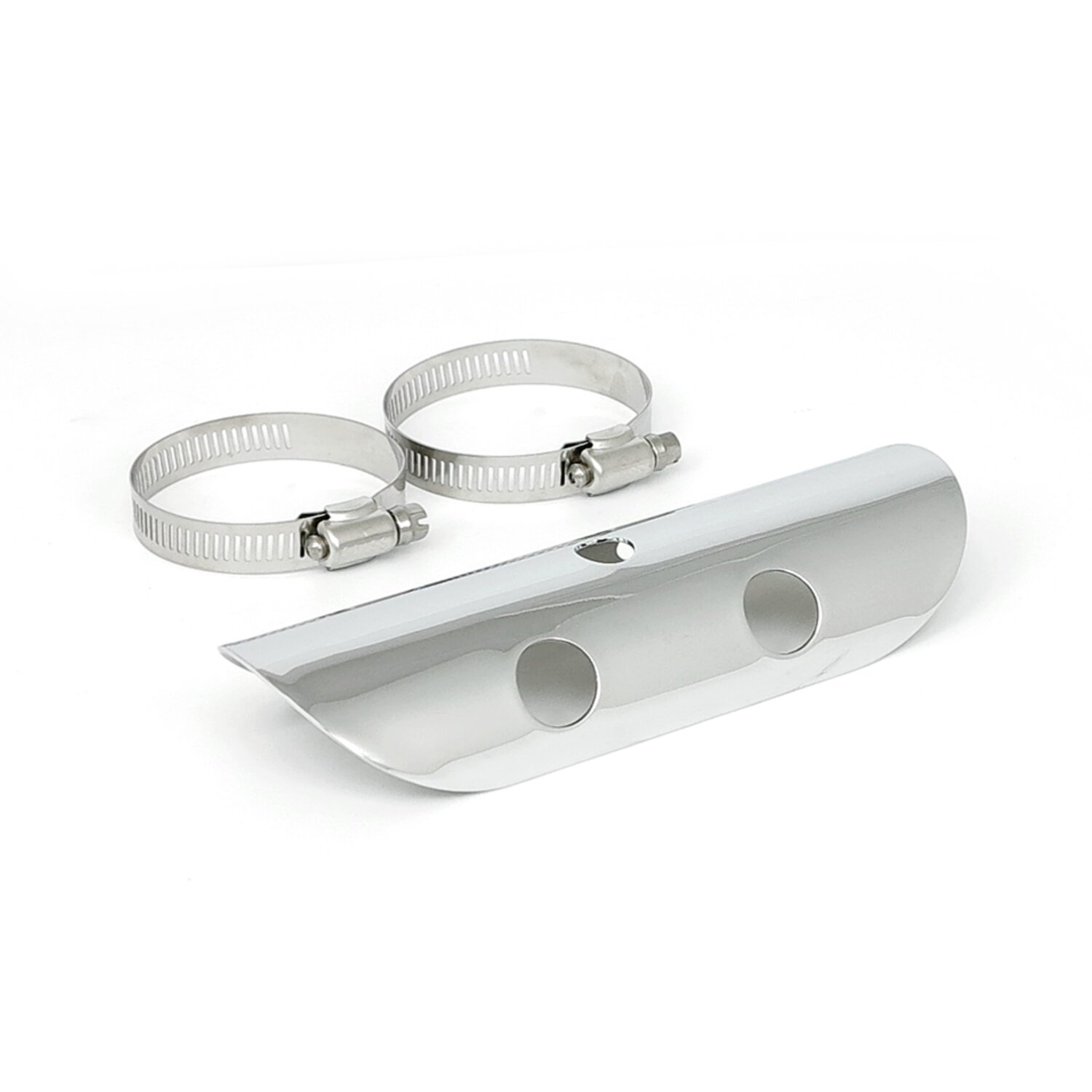 Universal bullet hole heat shield 7" long, Chrome