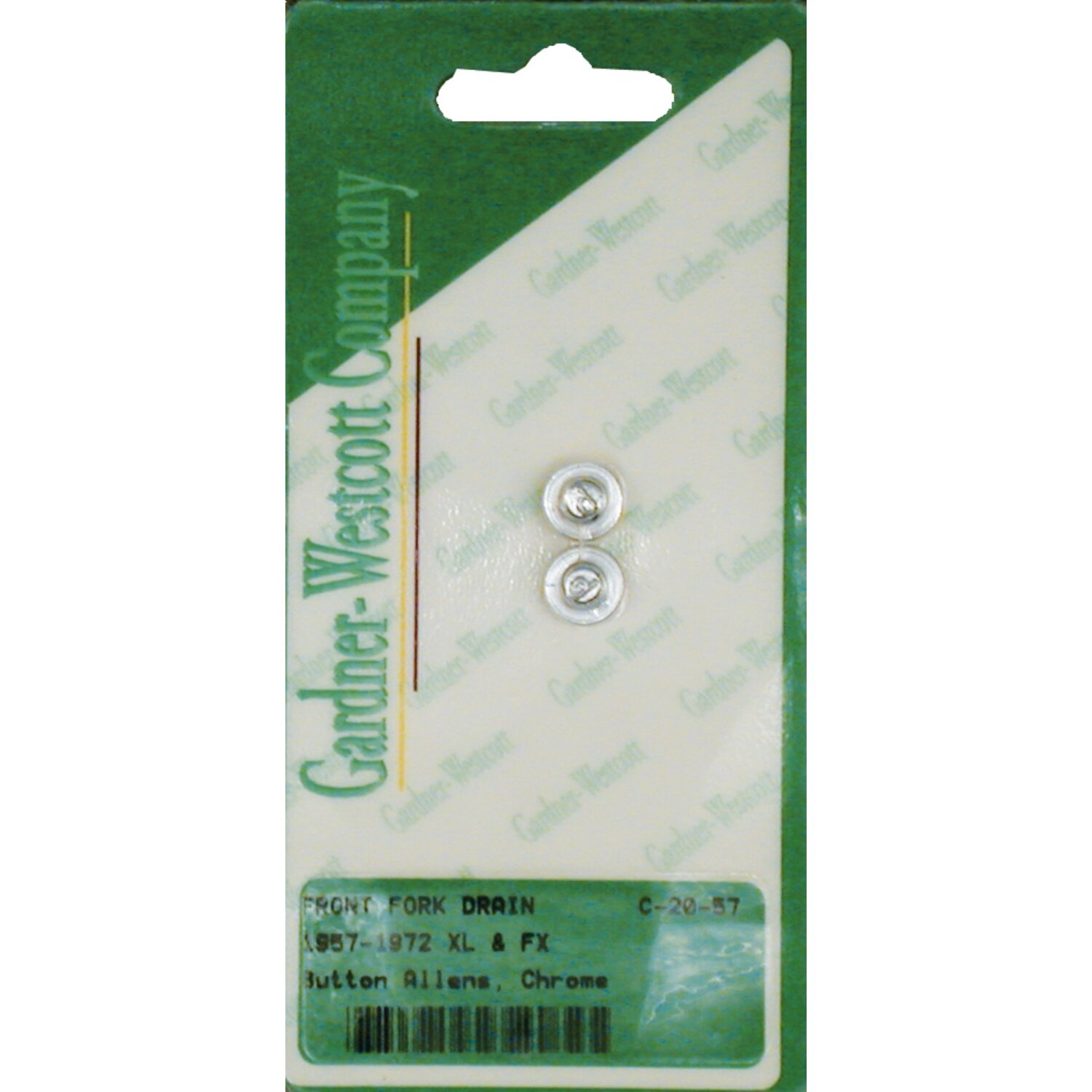 Gardner-Westcott, fork slider drain screws. Chrome Button
