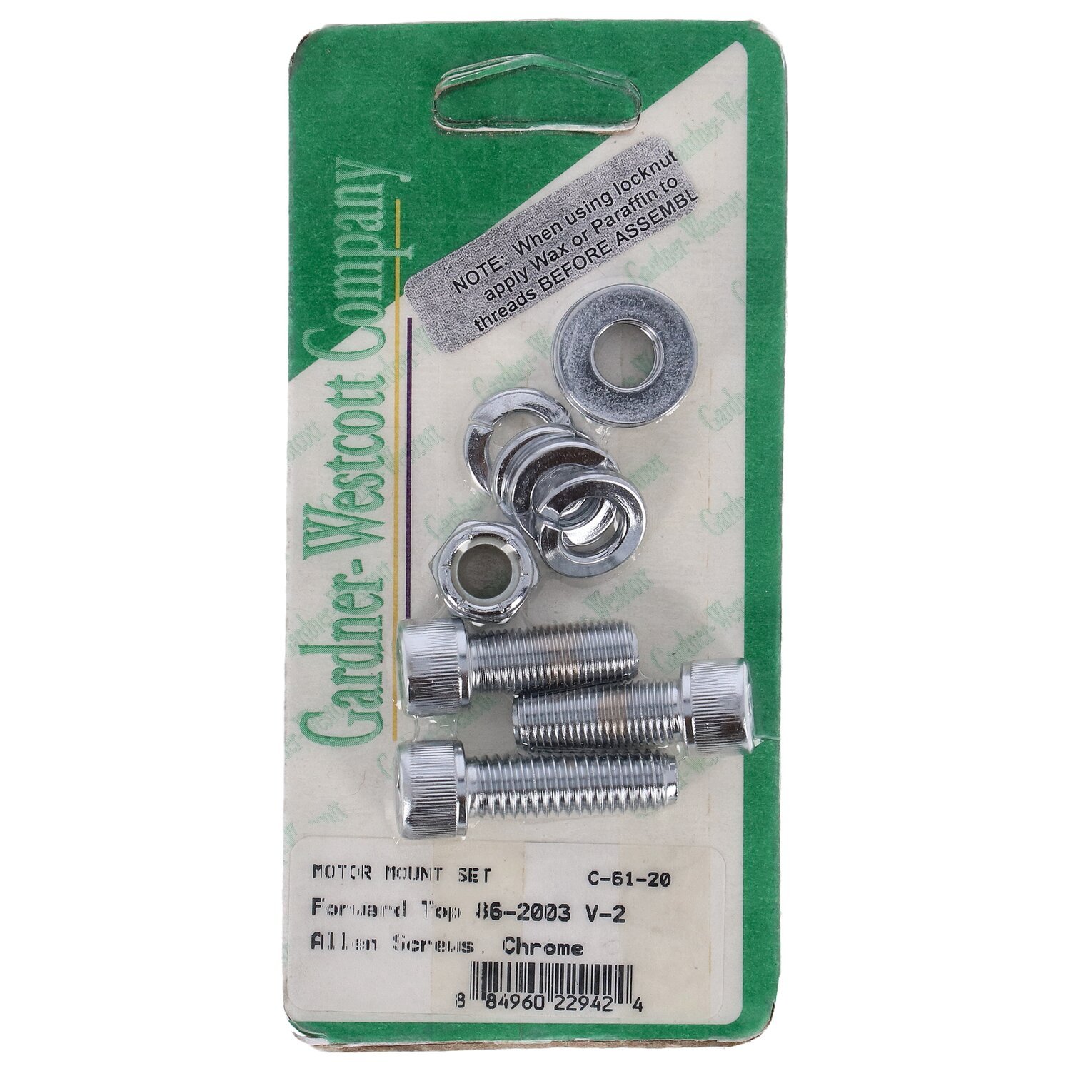Engine mount kit, top forward, Silver, Chrome