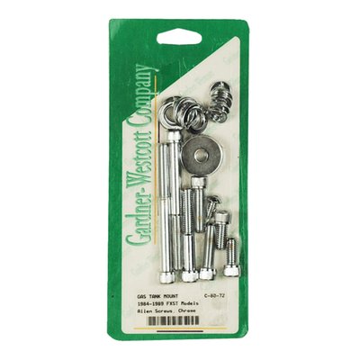 Flat side fuel tank mount kit with chrome plated Allen head bolts. 