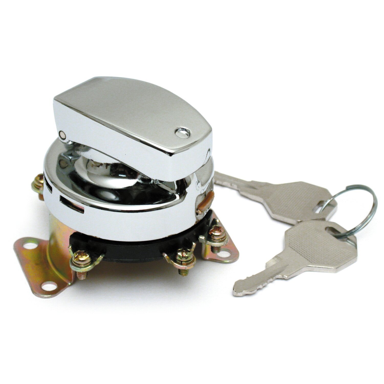 FL style ignition switch. 6-pole, flat key, Chrome