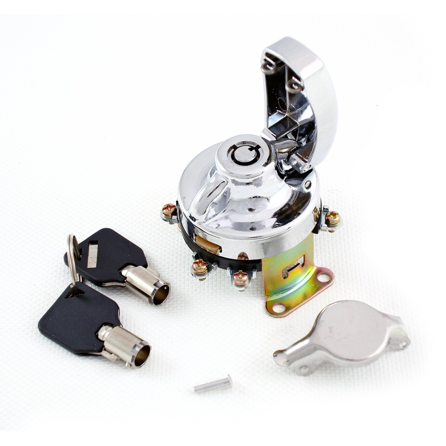 FL style ignition switch. 5-pole, round key, Chrome