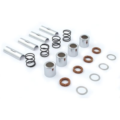 Chrome plated. OEM style reproduction, clip type, upper pushrod retainers. Includes springs, spring cups and steel washers.