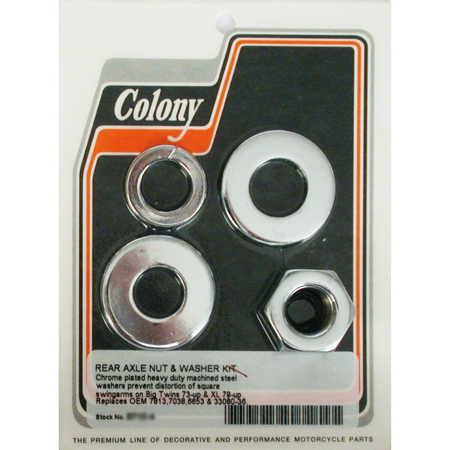 Colony axle nut and washer kit, rear, Chrome
