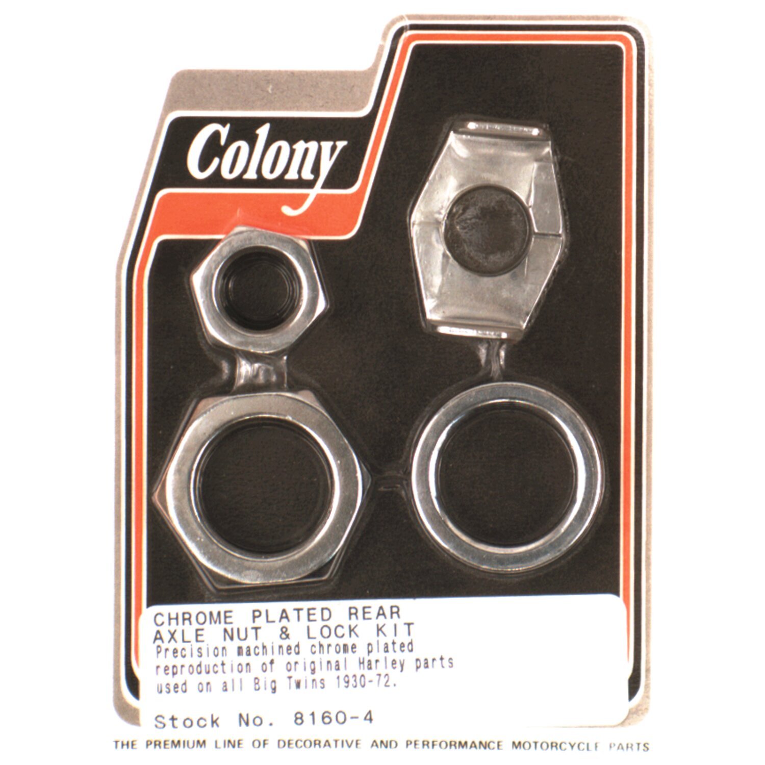 Colony axle nut and lock kit, Silver, Chrome