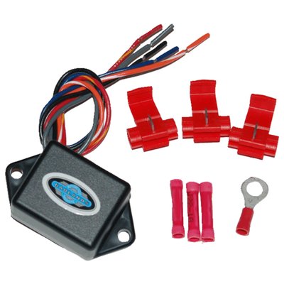 '- Used to convert single function LED, halogen or incandescent bulb to dual function 
- Comes with a single power wire to operate a single light, giving it dual function 
- Run & stop, run & turn or high & low. 
- Works for taillights, signals, markers, fender tip lights, LED accent lighting or 2 x 25 Watt driving lights 
- No heat build-up issues 
- Hard wired for universal use